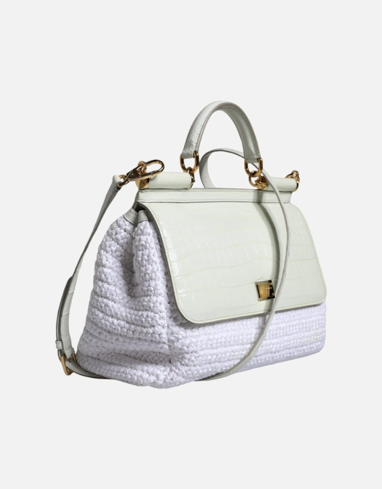 SICILY Leather Crossbody Satchel Bag Women - White Crossbody Bags