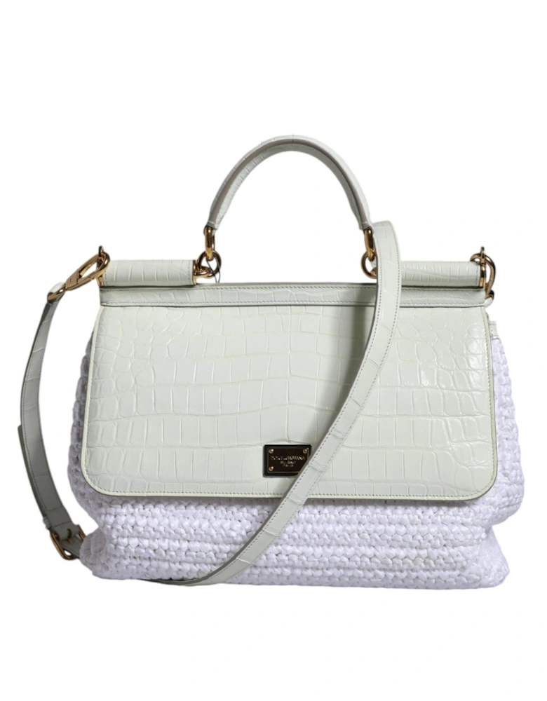 SICILY Leather Crossbody Satchel Bag Women - White Crossbody Bags