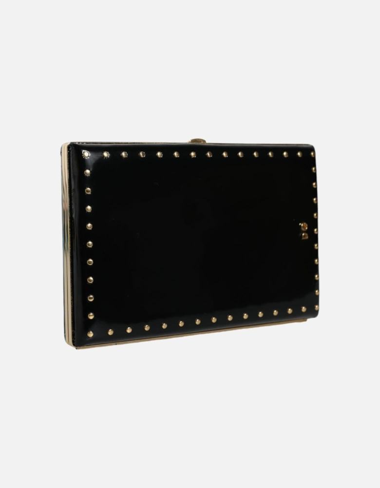 Miniature Leather Clutch with Gold Detailing Women - Black Clutch Bags