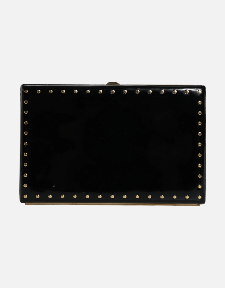 Miniature Leather Clutch with Gold Detailing Women - Black Clutch Bags