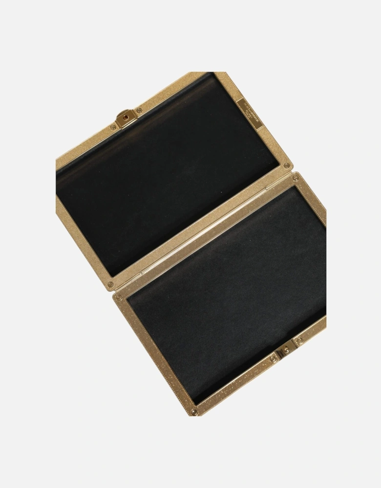 Miniature Leather Clutch with Gold Detailing Women - Black Clutch Bags