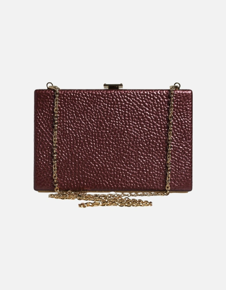 Miniature Leather Clutch with Gold Detailing Women - Maroon Clutch