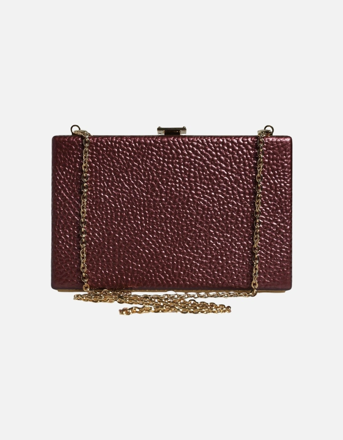 Dolce & Gabbana Women's Red Miniature Leather Clutch With Gold Detailing - Maroon Clutch - Size: One Size