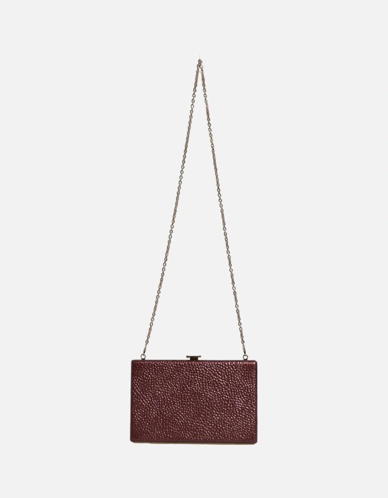 Miniature Leather Clutch with Gold Detailing Women - Maroon Clutch