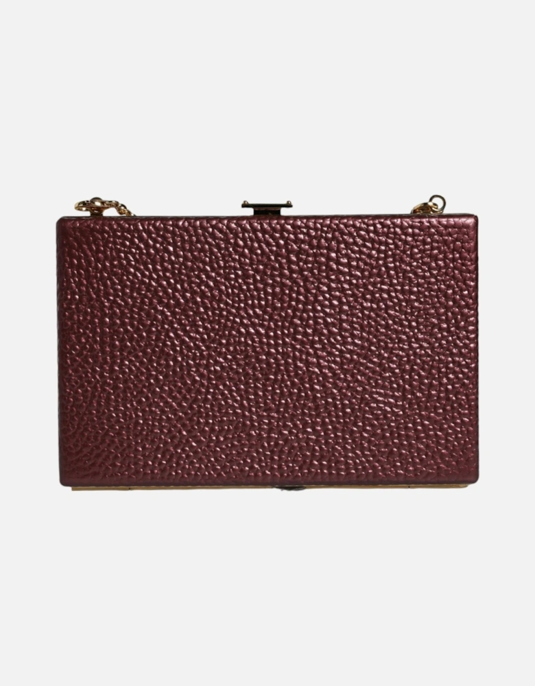 Miniature Leather Clutch with Gold Detailing Women - Maroon Clutch