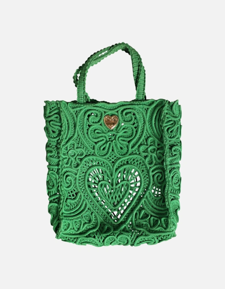 Crochet Beatrice Tote with Gold Metal Detailing Women - Green Tote