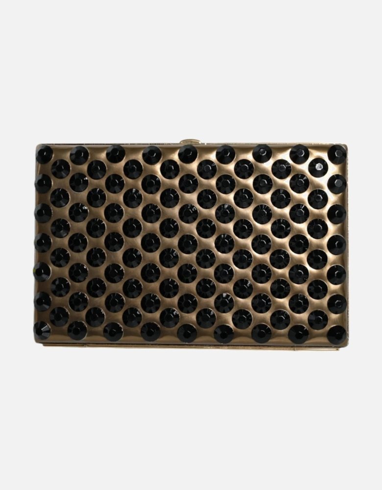 Miniature Leather Clutch with Black Crystal Detailing Women - Gold