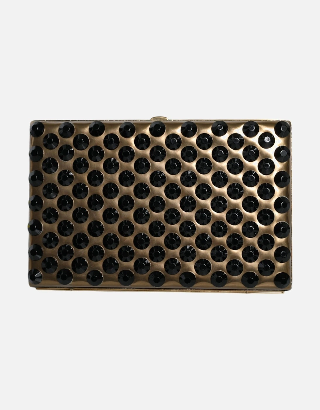 Dolce & Gabbana Women's Gold Miniature Leather Clutch With Black Crystal Detailing - - Size: One Size