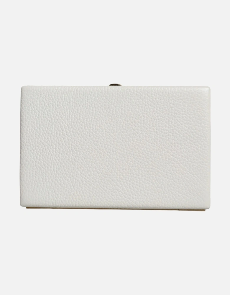 Miniature Leather Clutch Purse with Gold Detailing Women - White