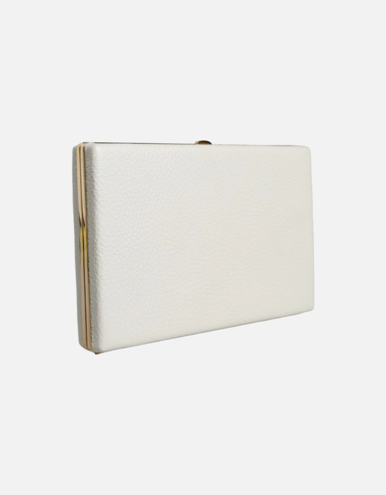 Miniature Leather Clutch Purse with Gold Detailing Women - White