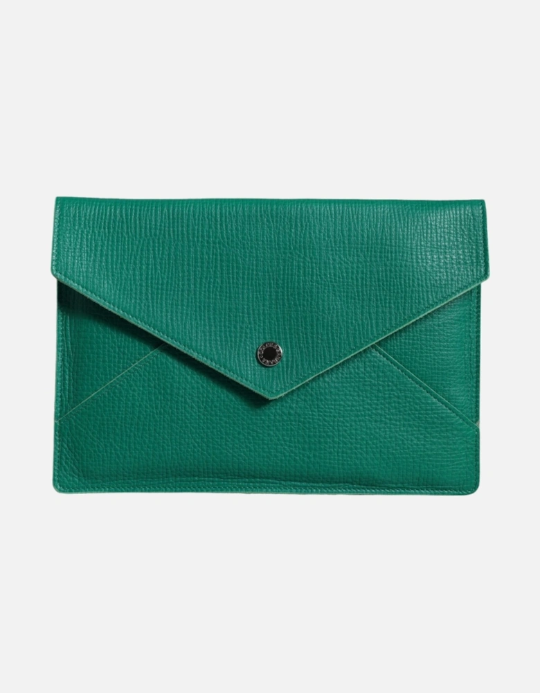 Leather Tablet Pouch with Snap Closure Women - Green Clutch Bags