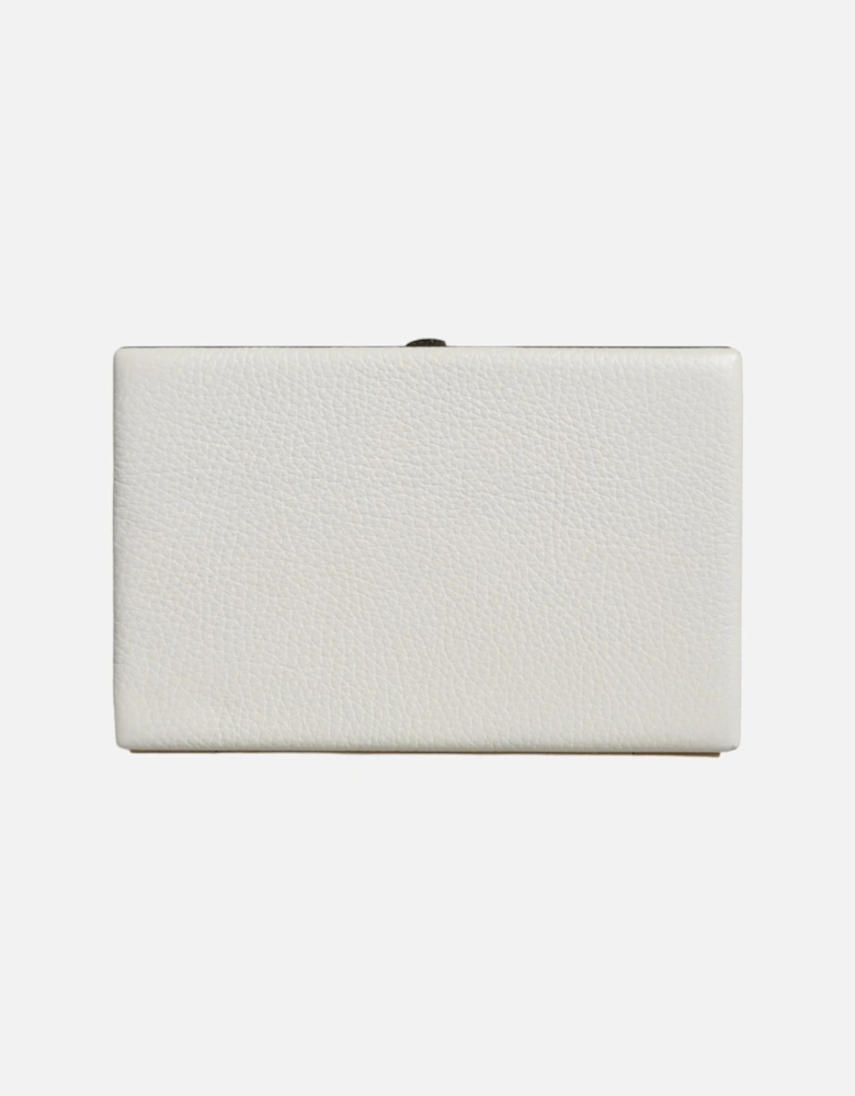 Miniature Leather Clutch Purse with Gold Detailing Women - White