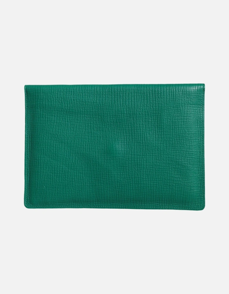 Leather Tablet Pouch with Snap Closure Women - Green Clutch Bags