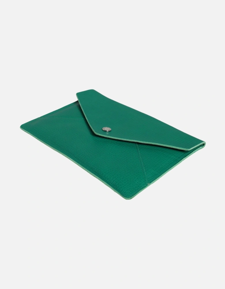 Leather Tablet Pouch with Snap Closure Women - Green Clutch Bags