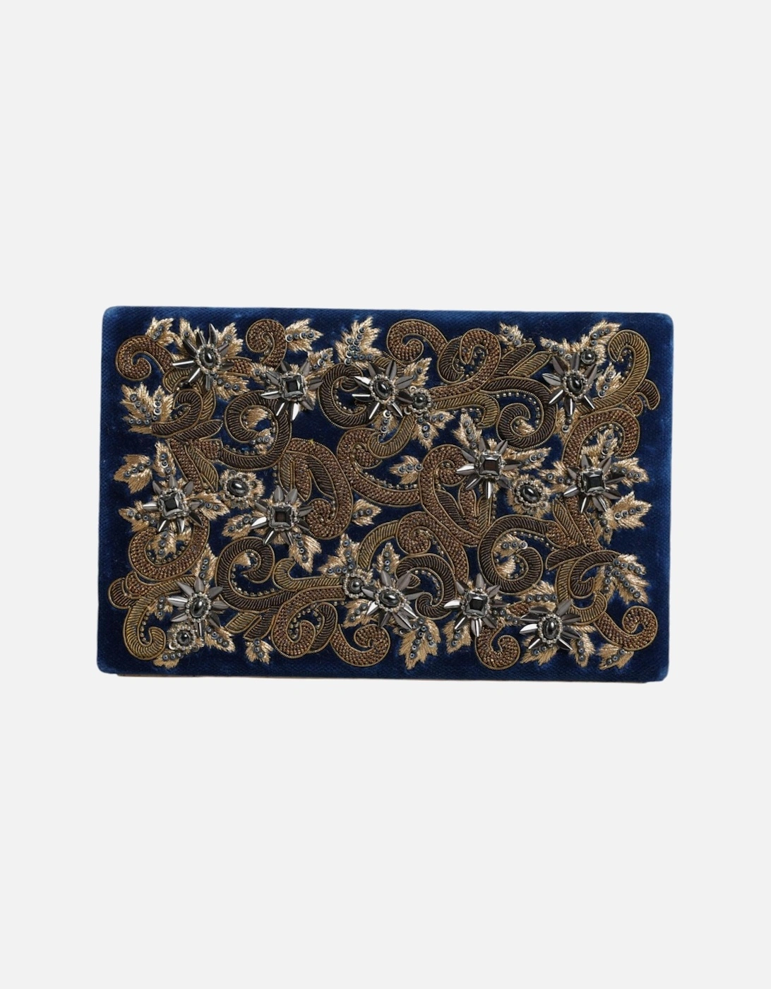 Dolce & Gabbana Women's Blue Gold Baroque Crystal Pearl Miniature Clutch Purse - Clutch - Size: One Size