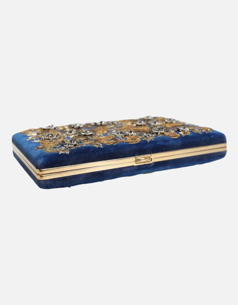 Gold Baroque Crystal Pearl Miniature Clutch Purse Women - Blue Clutch