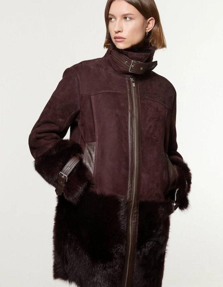 Shearling Longline Avaitor Coat