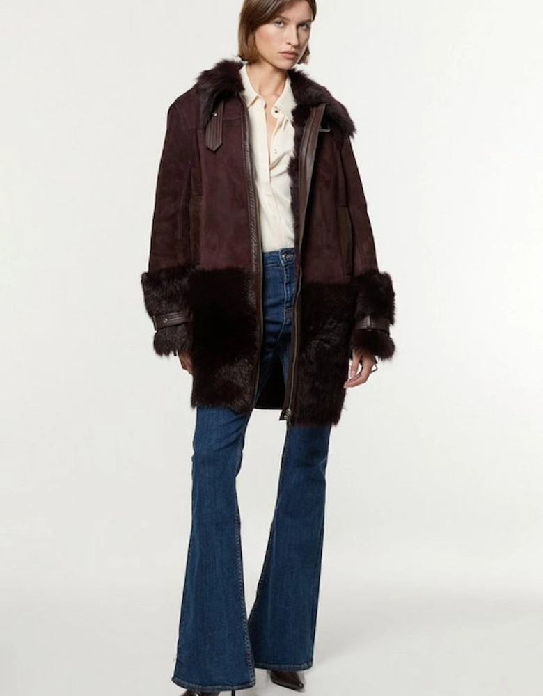 Shearling Longline Avaitor Coat