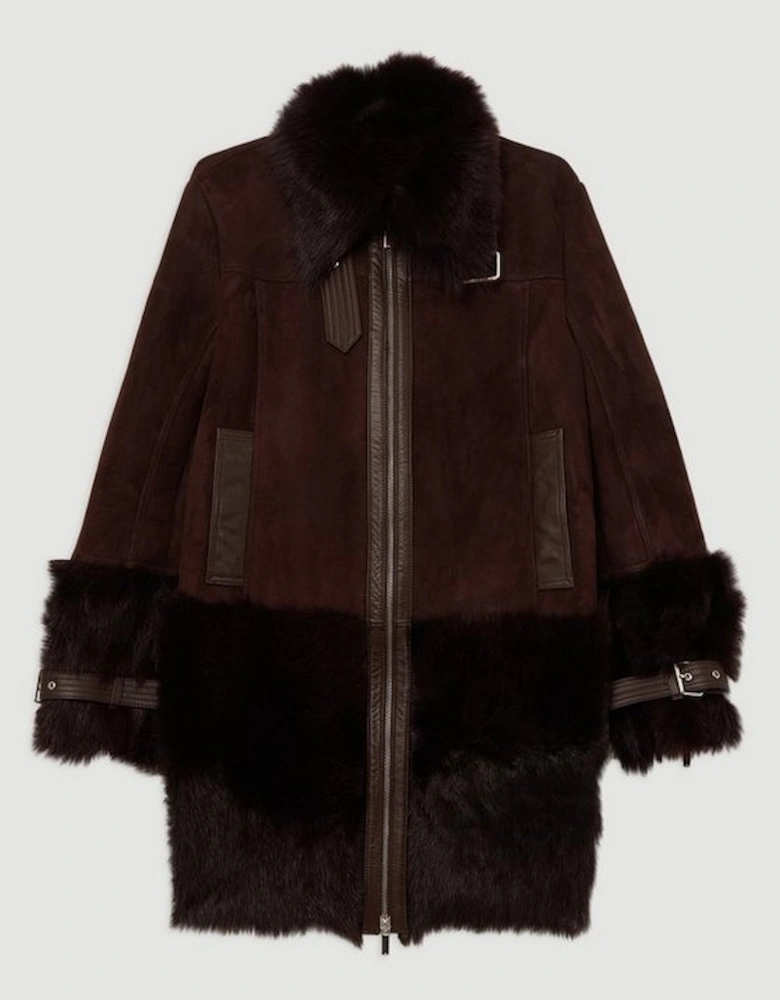 Shearling Longline Avaitor Coat