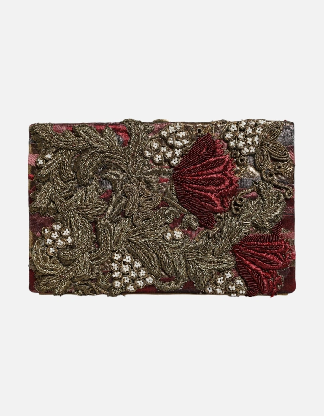 Velvet Miniature Clutch Purse with Gold Detailing Women - Maroon, 7 of 6