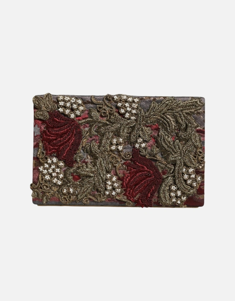 Velvet Miniature Clutch Purse with Gold Detailing Women - Maroon