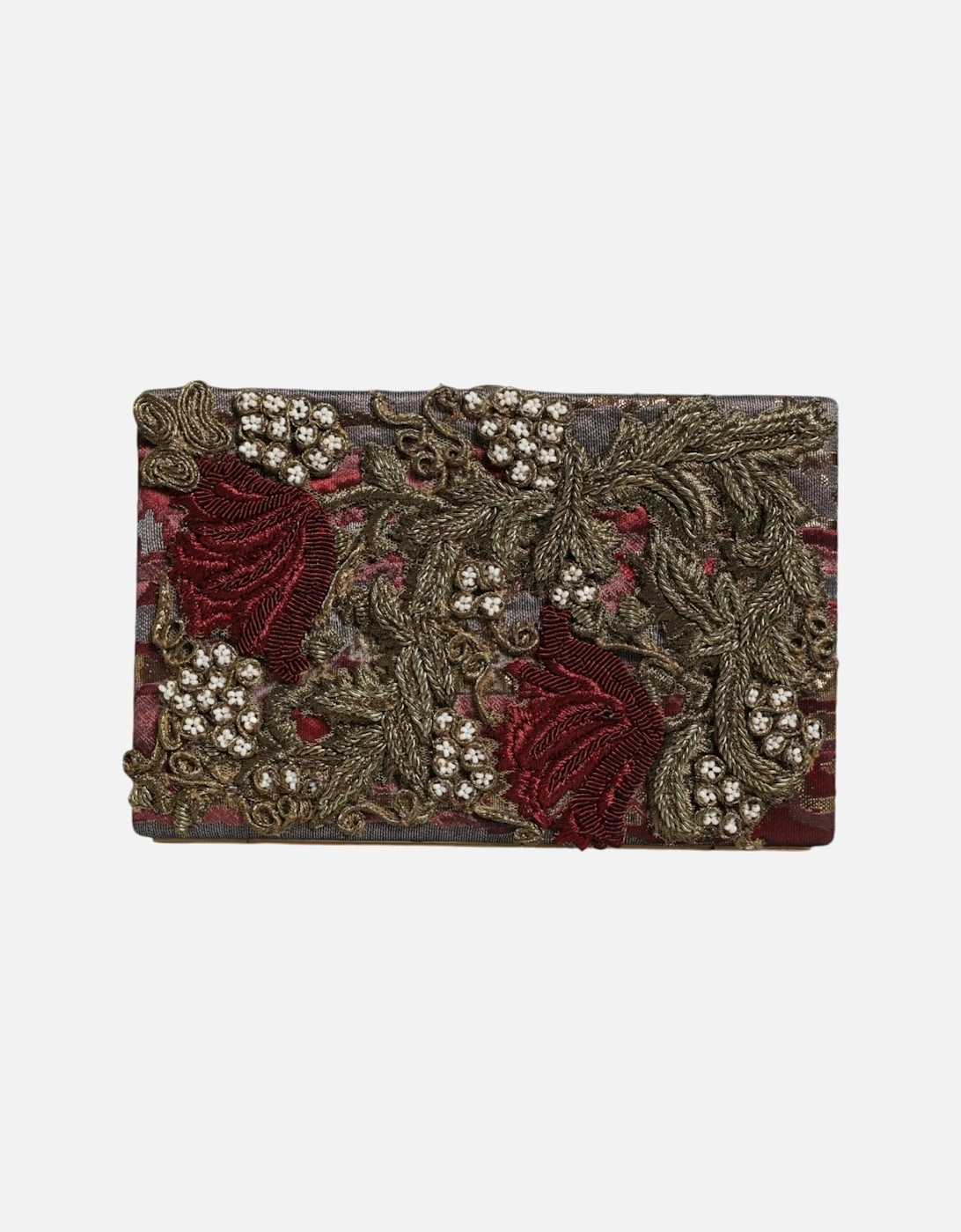 Velvet Miniature Clutch Purse with Gold Detailing Women - Maroon