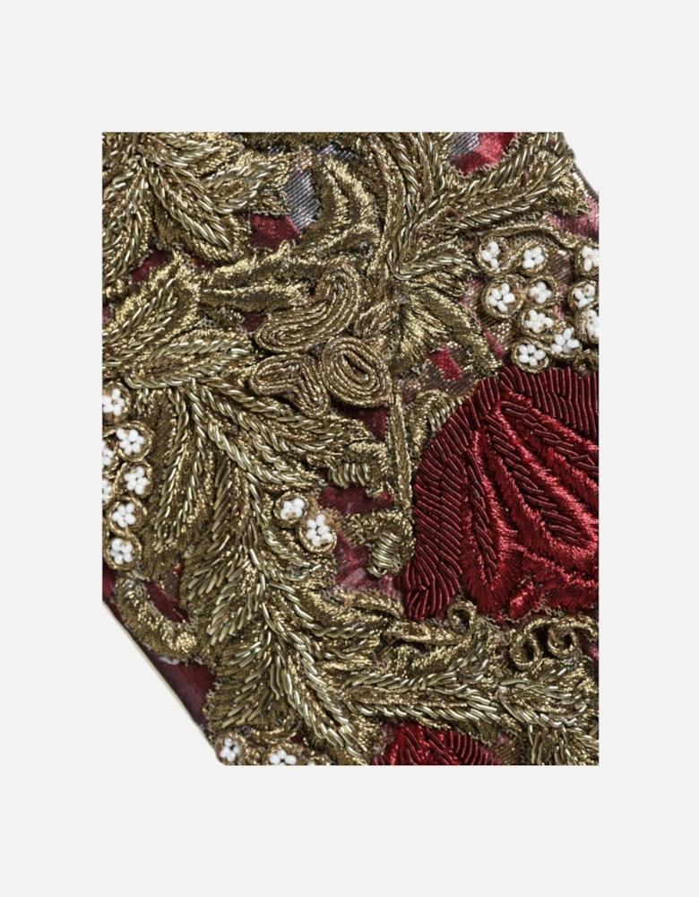 Velvet Miniature Clutch Purse with Gold Detailing Women - Maroon