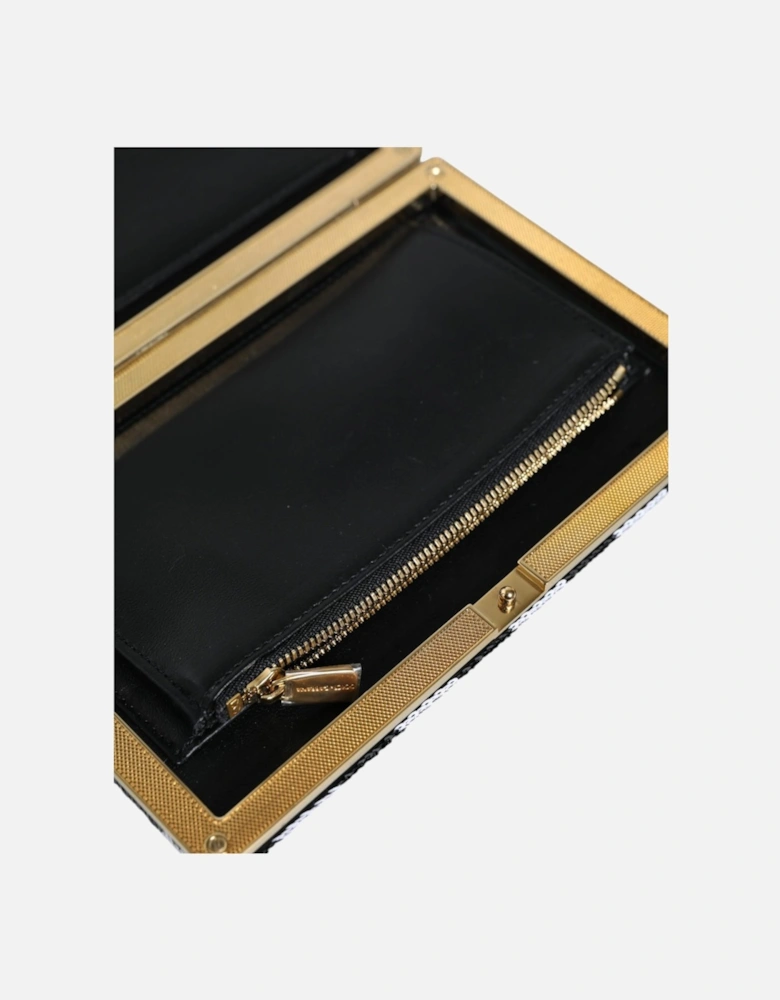 Miniature Clutch Wallet with Gold Metal Detailing Women - Blackwhite