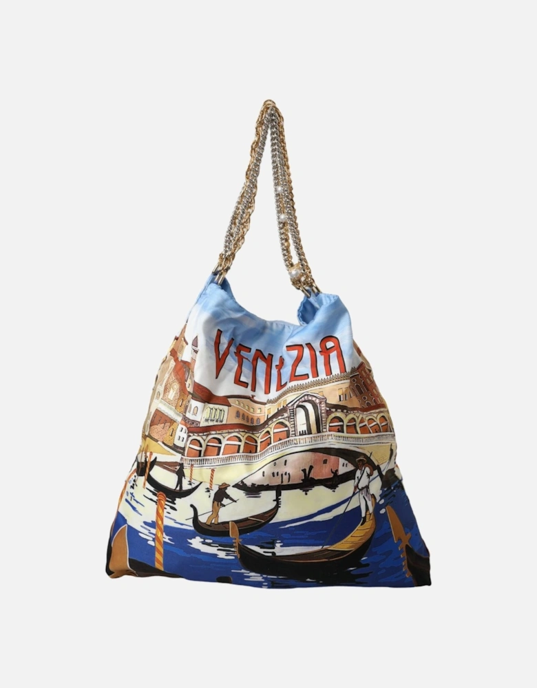 Multicolor Canvas Tote Bag with Shoulder Chain Strap Women