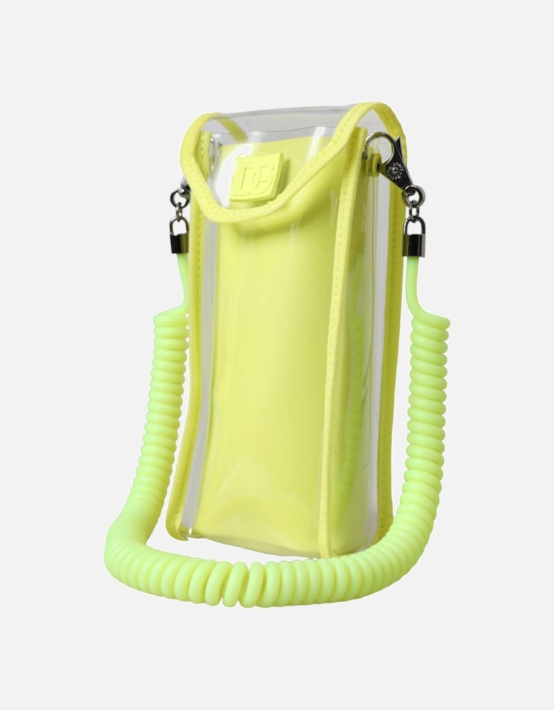 Embossed Logo Card Holder Wallet with Neck Strap Women - Yellow