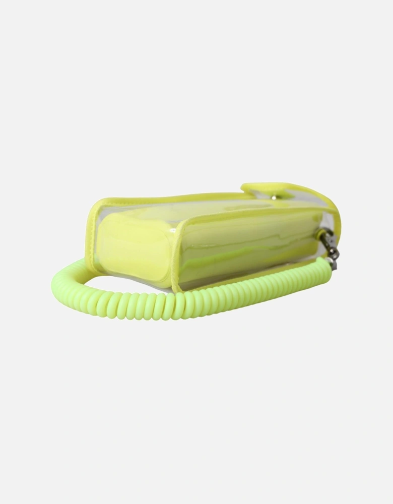 Embossed Logo Card Holder Wallet with Neck Strap Women - Yellow