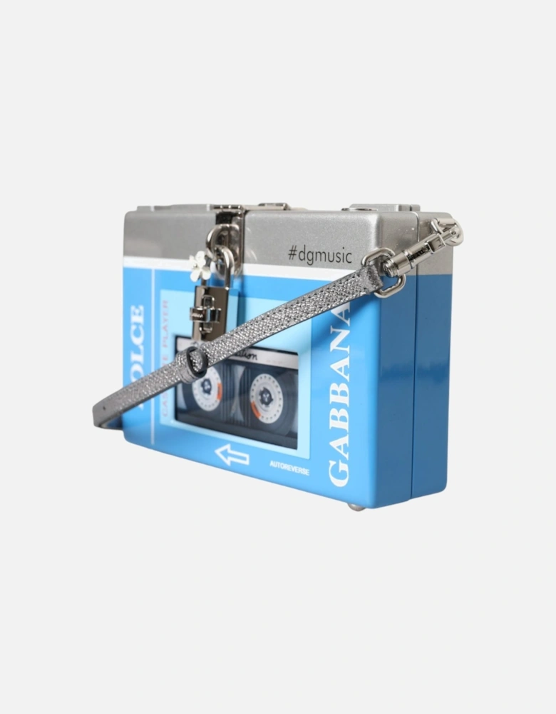 Painted Wood Clutch with Walkman Design and Enamel Embellishment Women