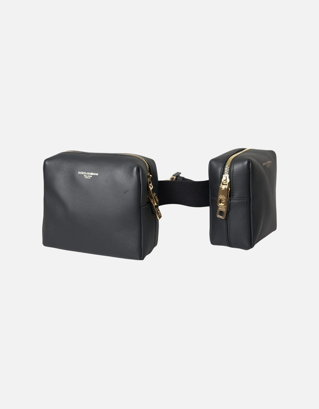 Leather Waist Fanny Pack with Gold Metal Detailing and Logo Details, 6 of 5