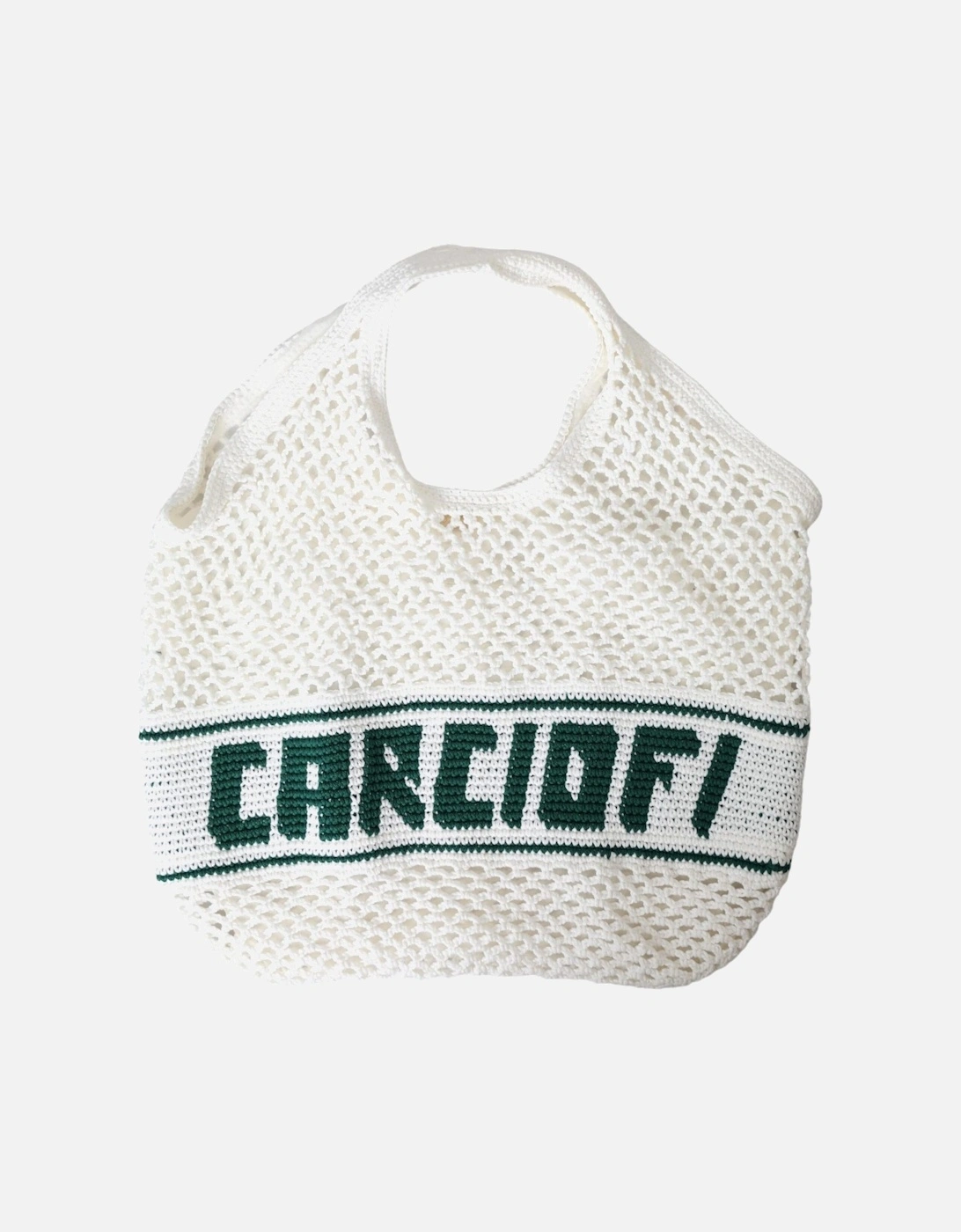 Knitted Cotton Tote Bag with Logo Details Women - White