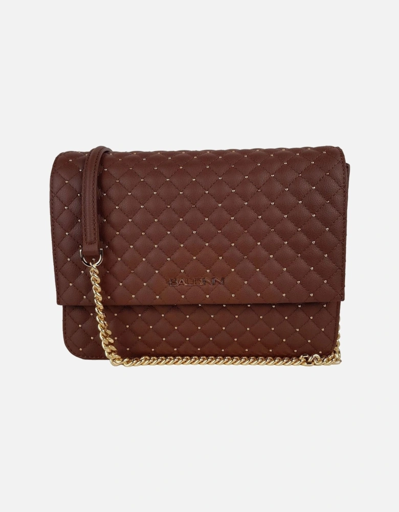 Quilted Calfskin Shoulder Bag with Studs and Chain Strap. Women -