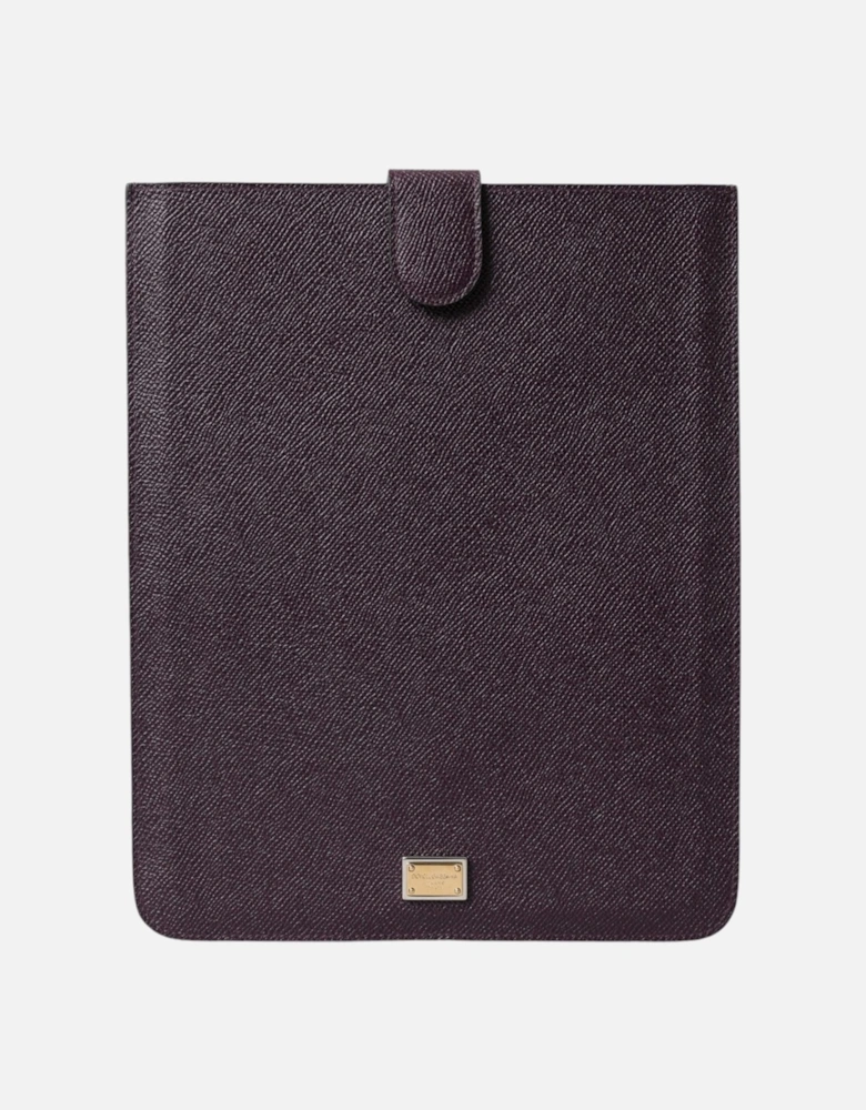 Leather Tablet Pouch with Metal Hardware and Logo Details. Women -