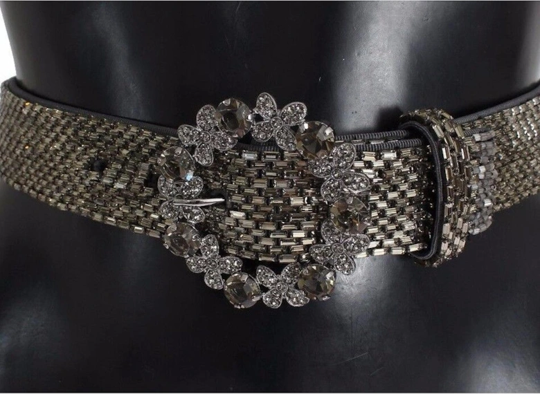 Crystal Embellished Grey Belt Women - Multicolor