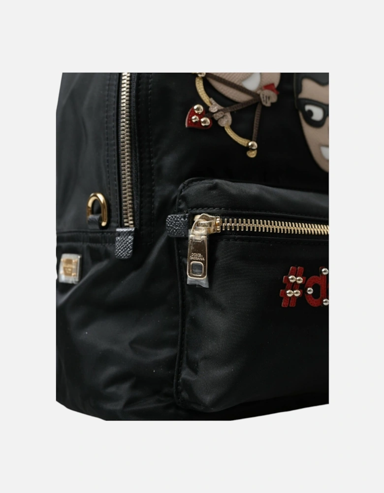 Embellished Backpack Bag with Gold Metal Detailing Women - Black