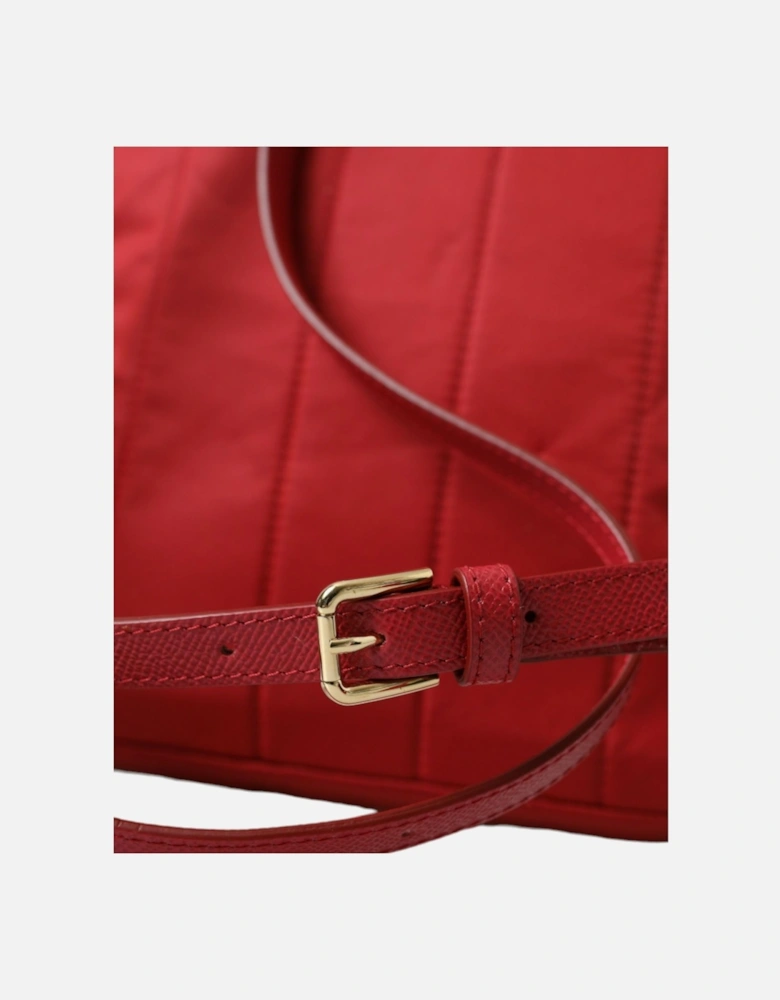 Embellished Nylon and Leather Backpack with Gold Detailing Women - Red