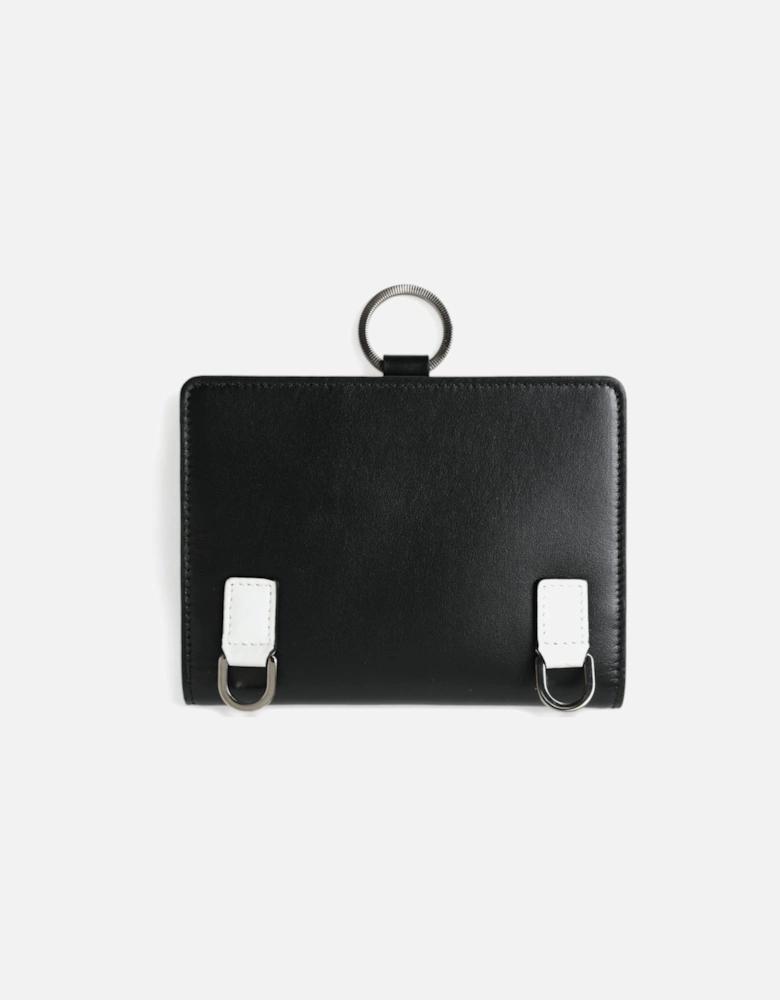 Crystal Embellished Black Leather Cardholder with Detachable Strap