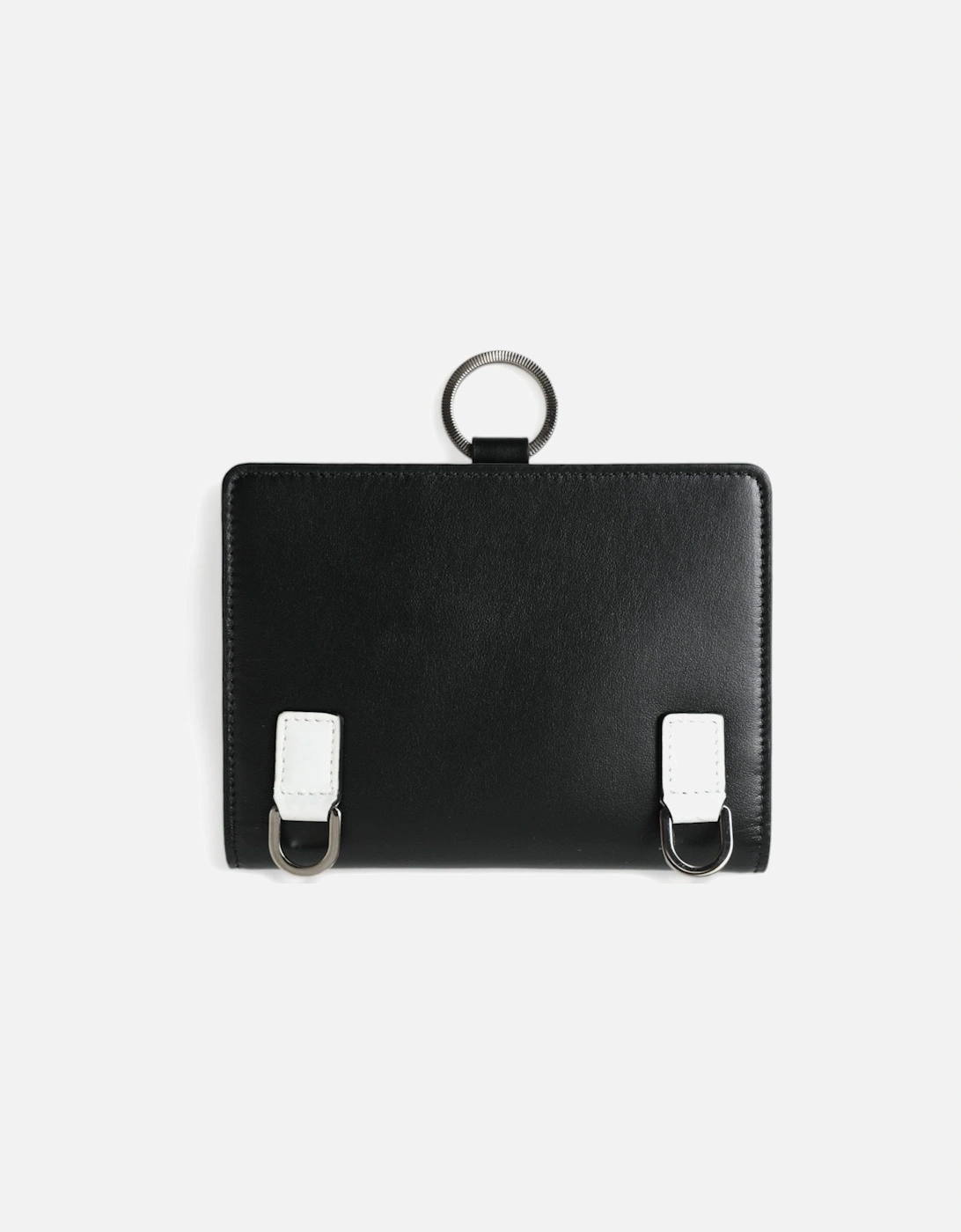 Crystal Embellished Black Leather Cardholder with Detachable Strap