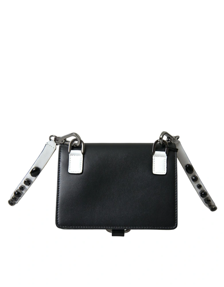 Crystal Embellished Calf Leather Cardholder with Detachable Strap