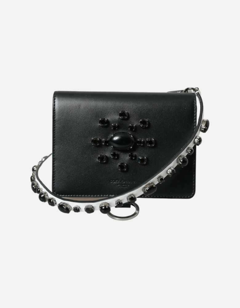 Crystal Embellished Calf Leather Cardholder with Detachable Strap