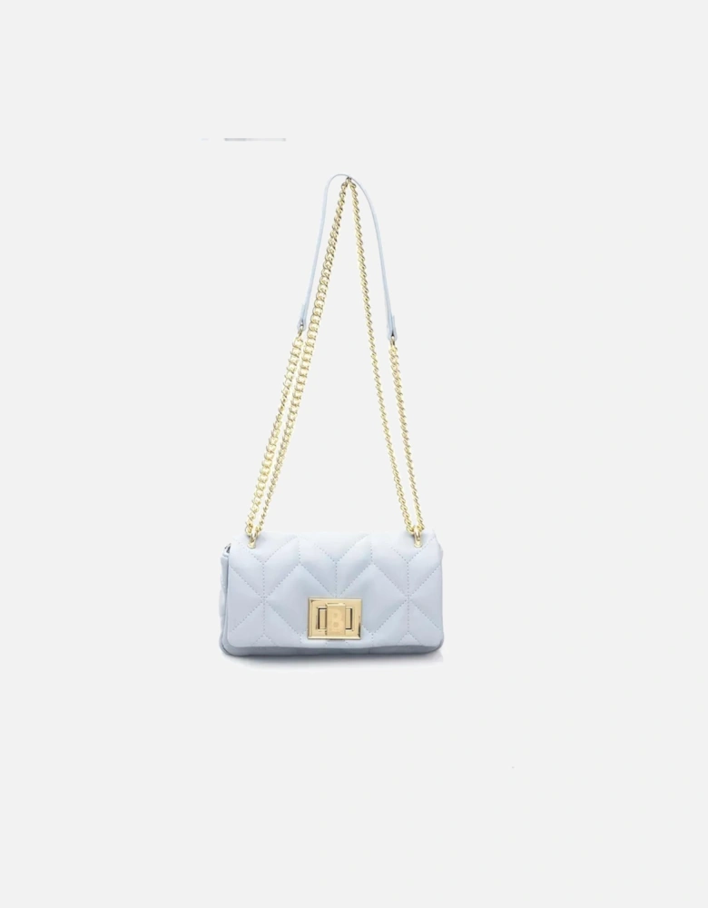 Elegant Light Blue Shoulder Bag with Golden Accents Women