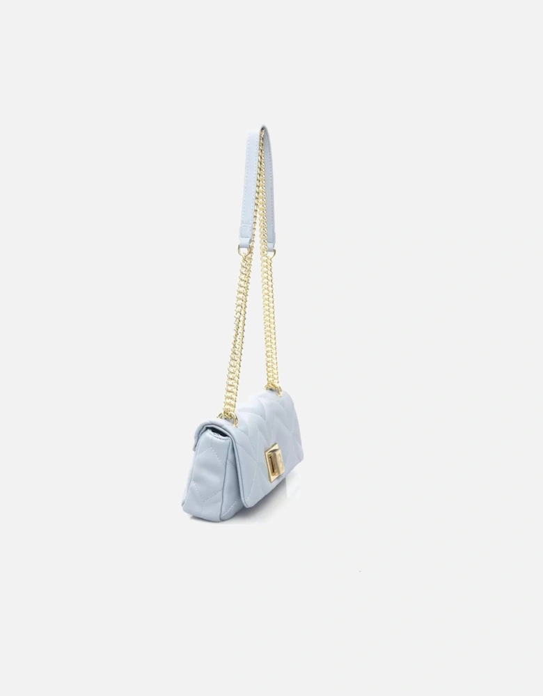 Elegant Light Blue Shoulder Bag with Golden Accents Women