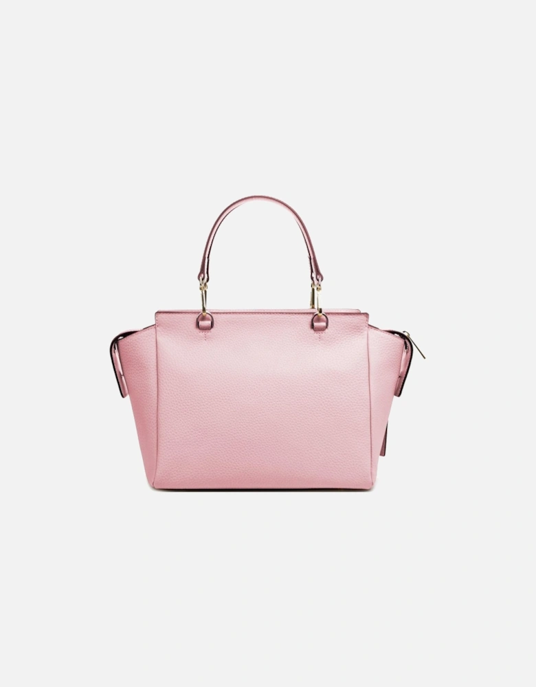 Pink Calfskin Handbag with Zip Closure and Removable Handles Women