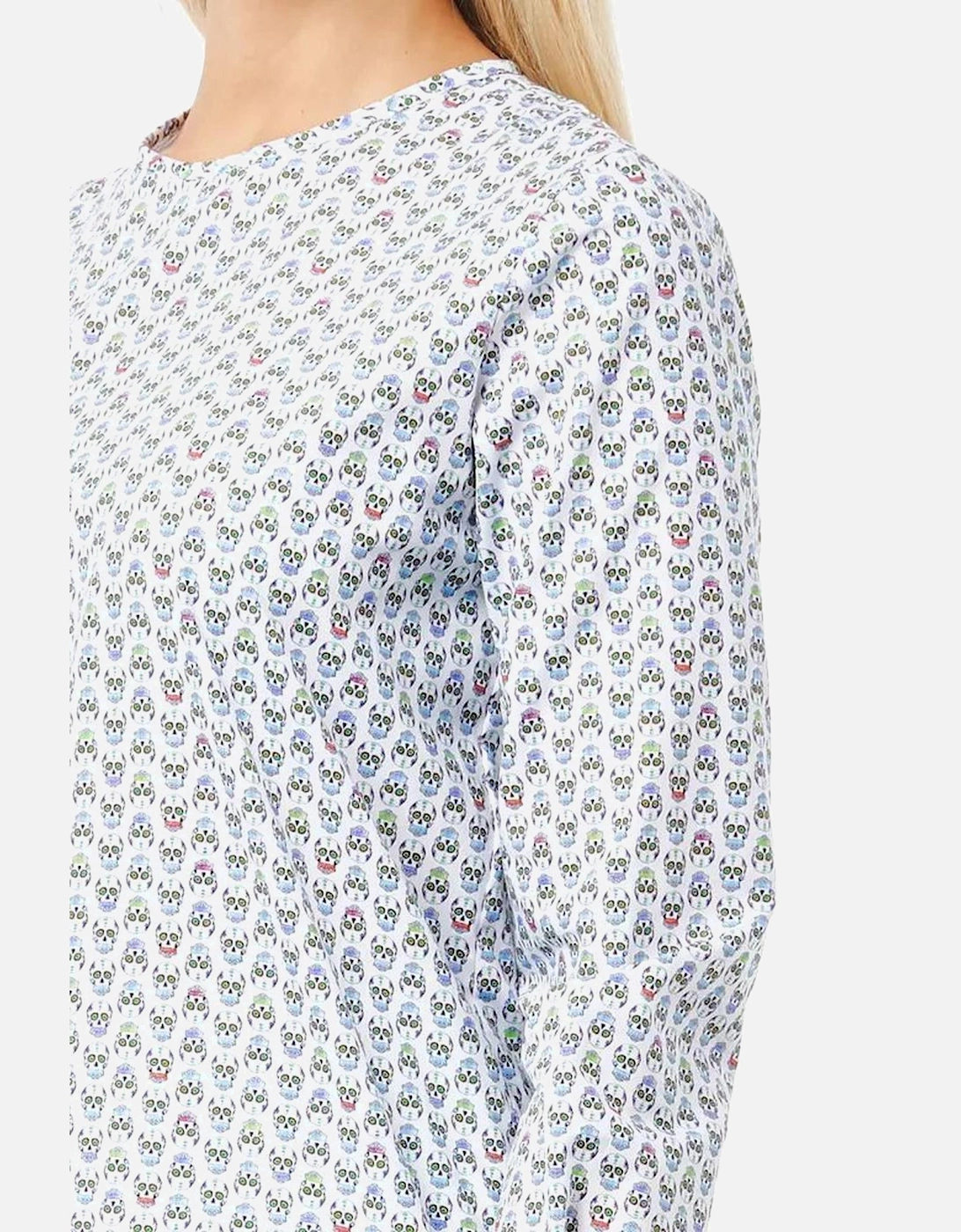 Printed Cotton Shirt Long Sleeve Blouse Women - White