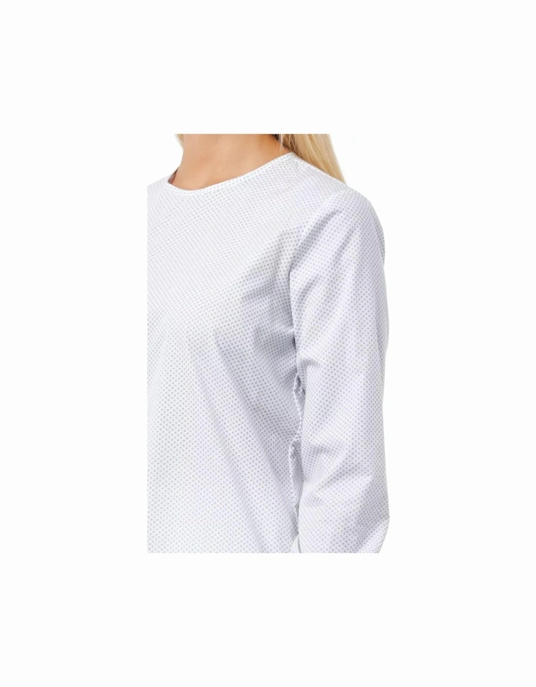 Long Sleeve Blouse White Dot Print Women Shirts