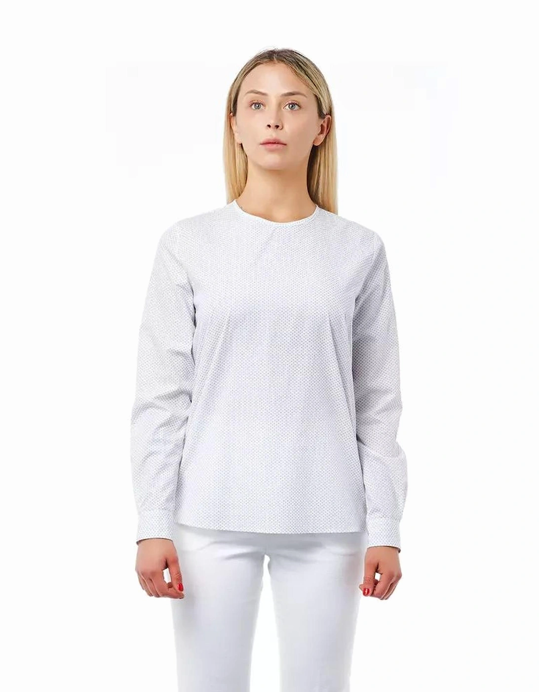 Long Sleeve Blouse White Dot Print Women Shirts, 6 of 5