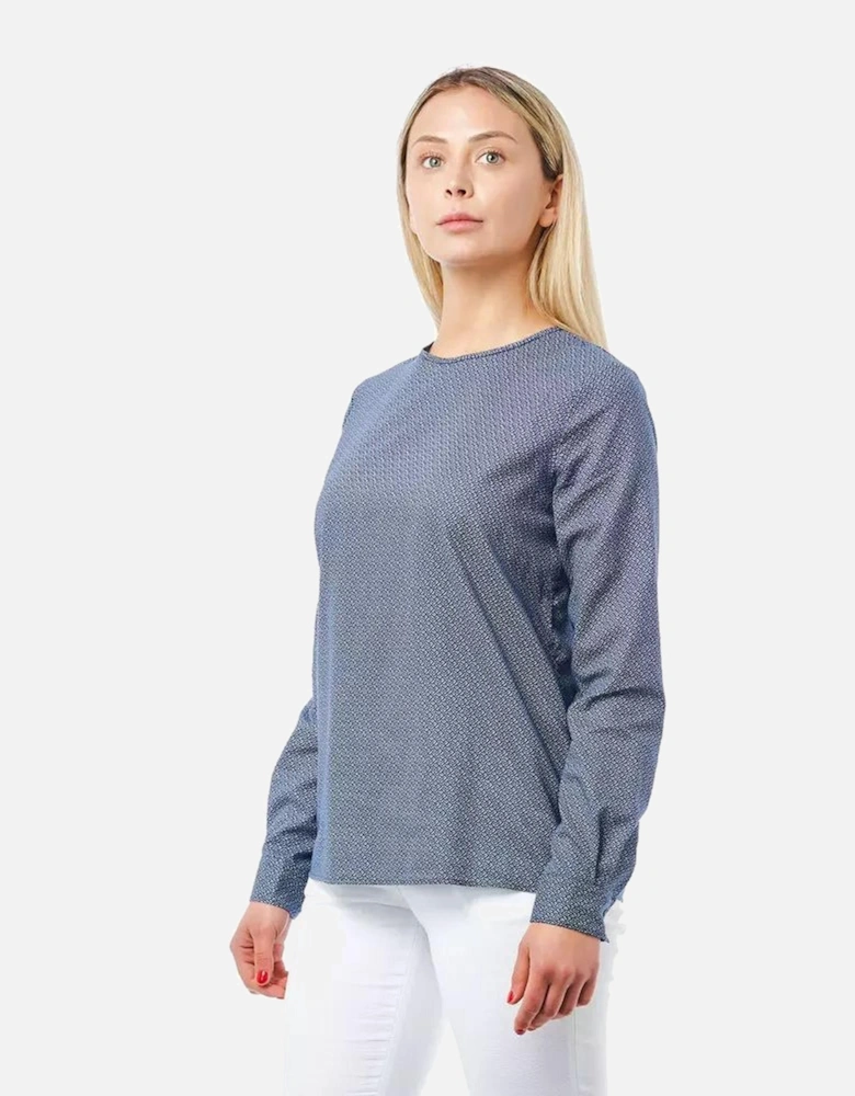 Long Sleeve Blouse AllOver Print Women - Blue Shirts